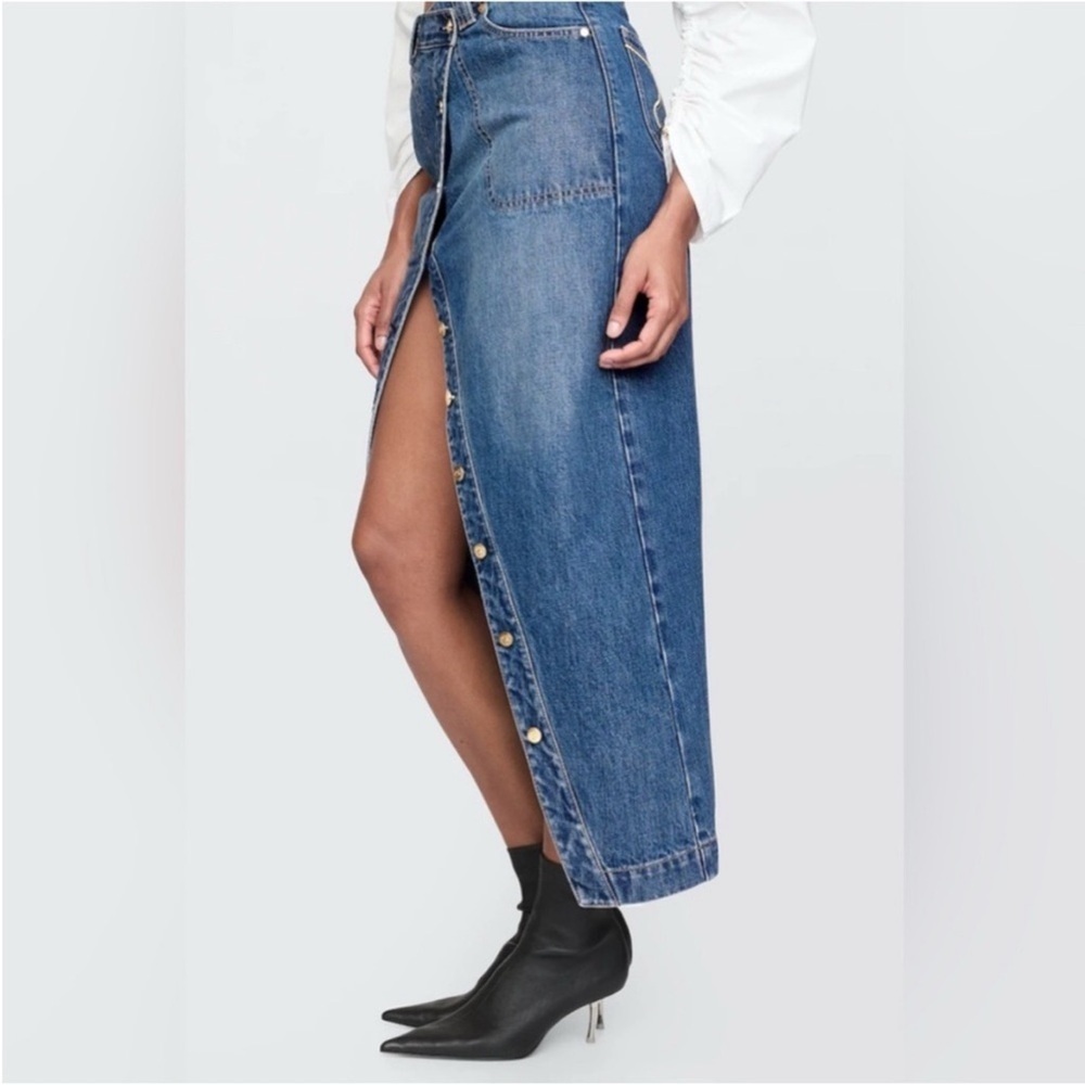Cult Gaia x Gap Asymmetrical Denim Maxi Skirt NWT 28/6 - Picture 2 of 9